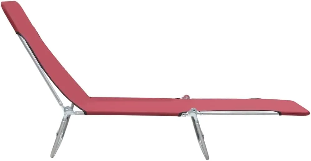 Folding Sun Loungers 2 pcs Steel and Fabric Redcamping Chairs Recliner Patio Tanning chairSuitable for Garden Courtyard
