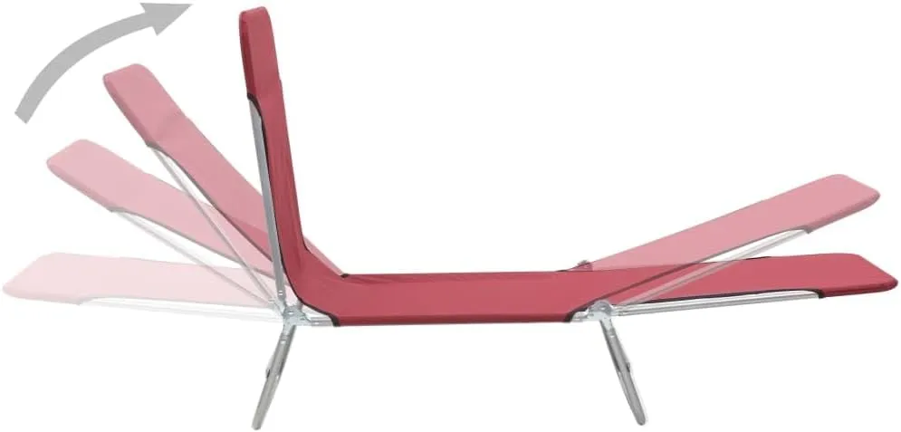 Folding Sun Loungers 2 pcs Steel and Fabric Redcamping Chairs Recliner Patio Tanning chairSuitable for Garden Courtyard