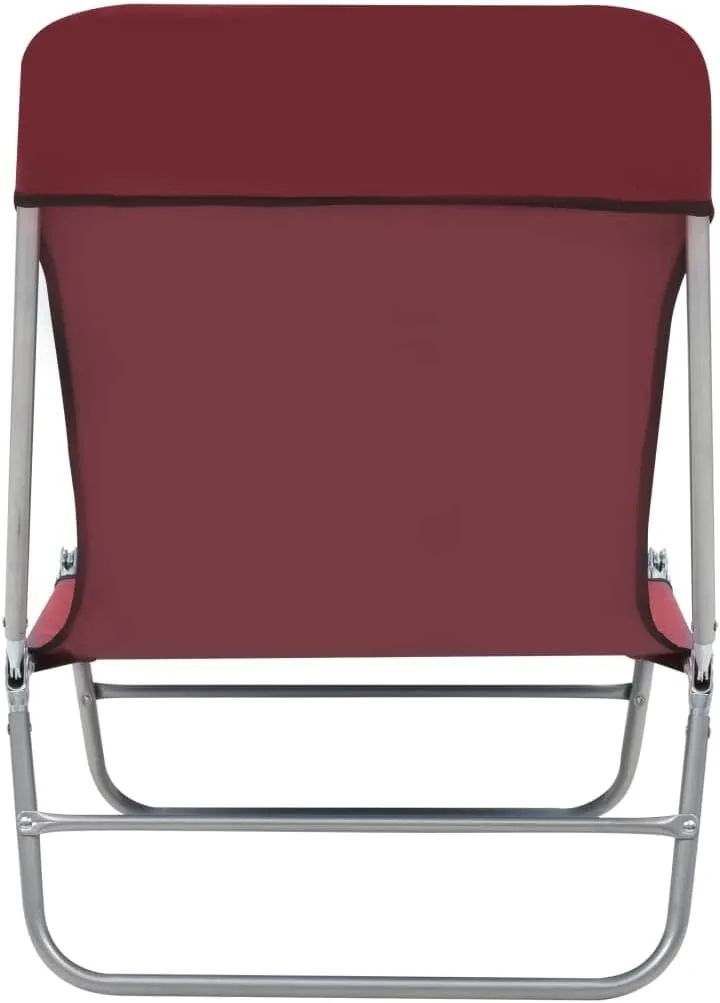 Folding Sun Loungers 2 pcs Steel and Fabric Redcamping Chairs Recliner Patio Tanning chairSuitable for Garden Courtyard