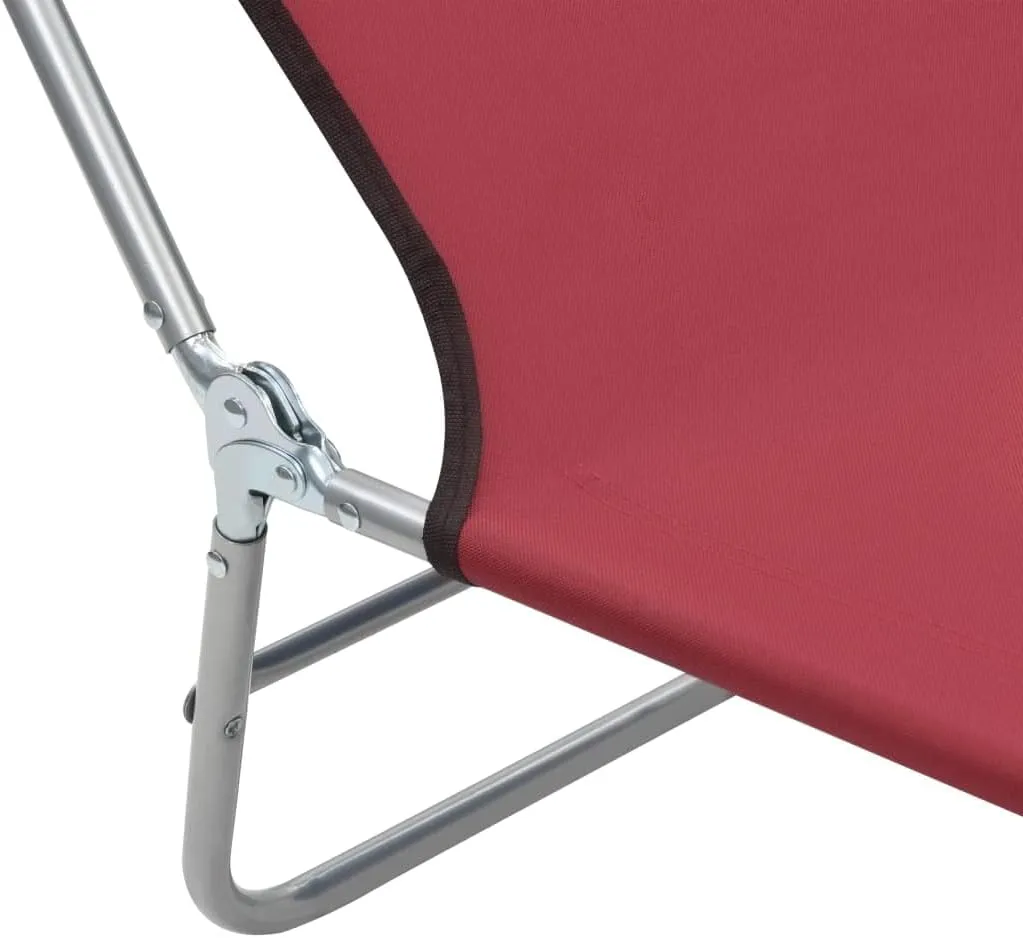 Folding Sun Loungers 2 pcs Steel and Fabric Redcamping Chairs Recliner Patio Tanning chairSuitable for Garden Courtyard