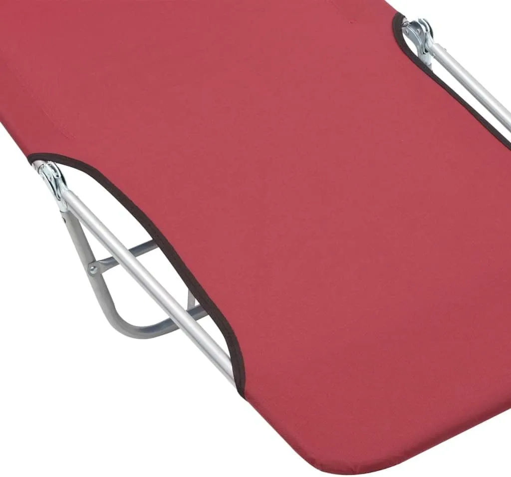 Folding Sun Loungers 2 pcs Steel and Fabric Redcamping Chairs Recliner Patio Tanning chairSuitable for Garden Courtyard