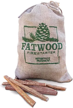 For BetterWood Products Fatwood Firestarter Natural Waterproof Burlap Bag, 4 Pounds