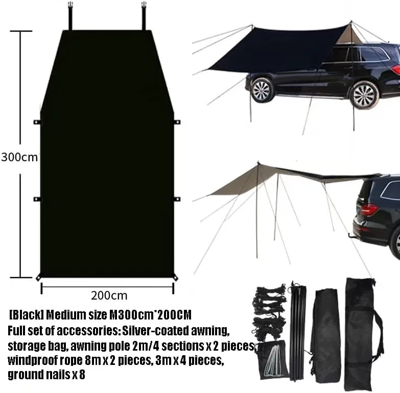 for Infiniti QX/Q60/Q45/Q30/JX/J30/FX/EX Camping Tarpaulin Car Awning Waterproof Hammock Rainproof Sunshade Rainproof Awning Outdoor,A Black-M