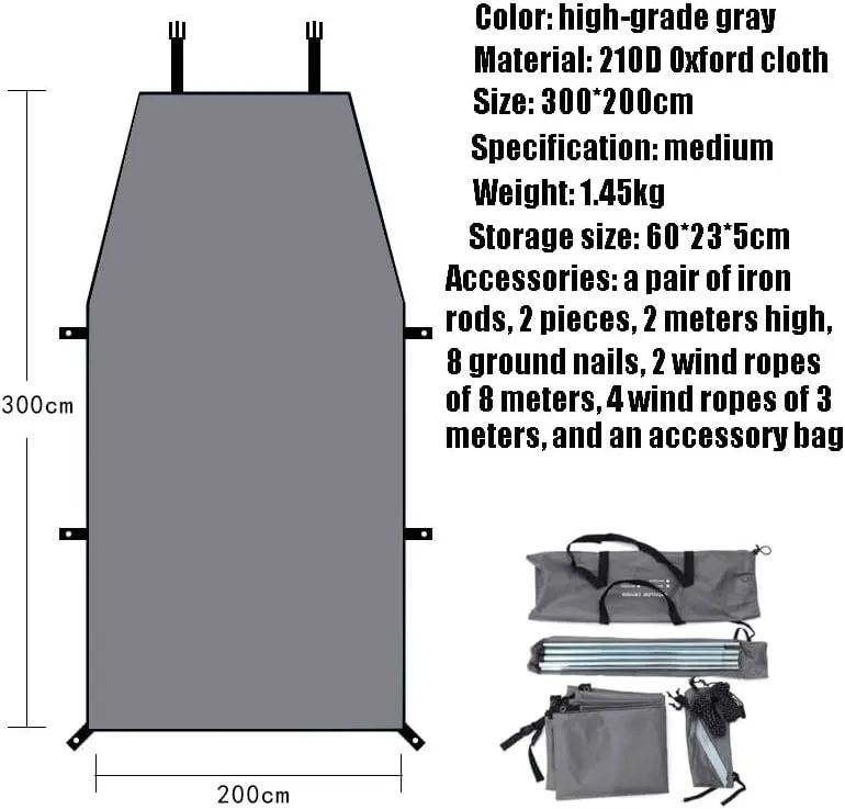 for Lancia Ypsilon/A112/Appia/Beta/Delta/Flaminia/Flavia Camping Tarpaulin Car Awning Waterproof Hammock Rainproof Sunshade Rainproof Awning Outdoor,B Grey-M