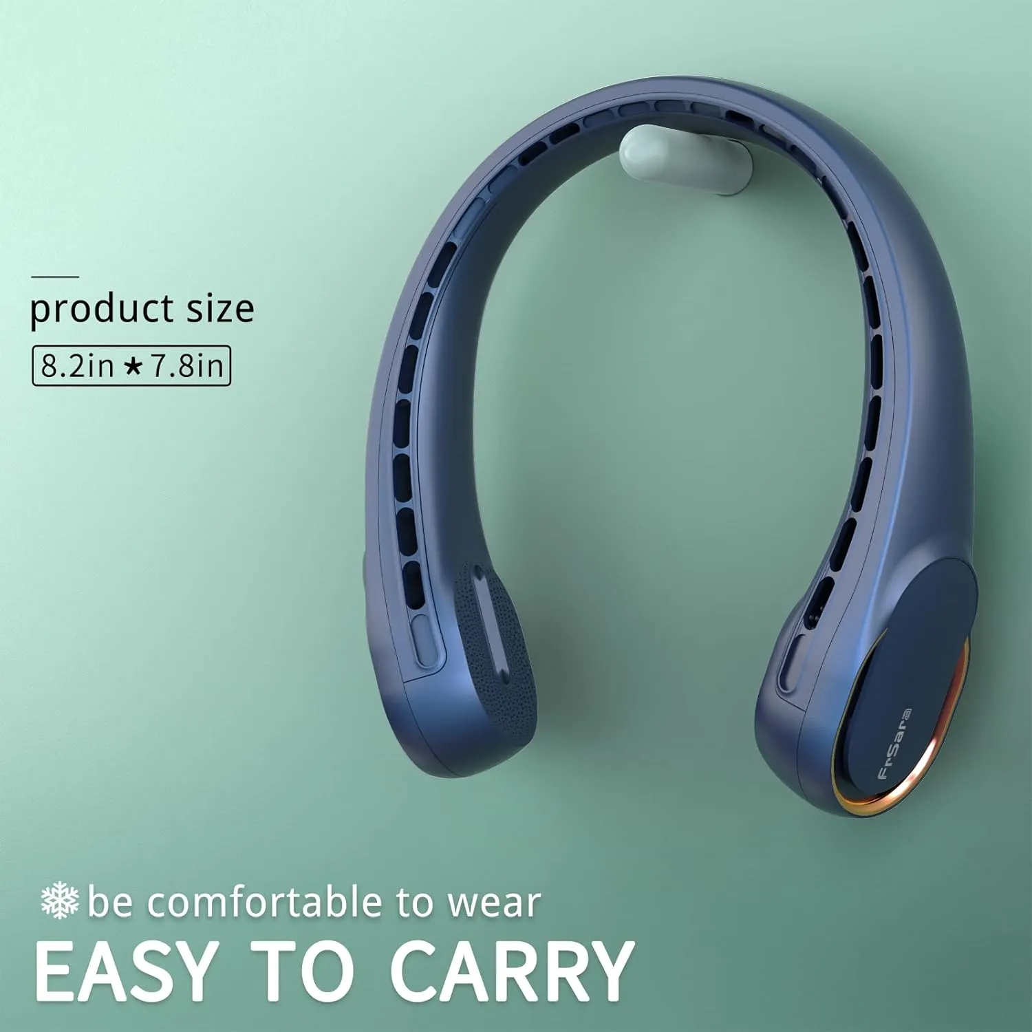 FrSara Neck Fan, Portable Personal Fan Strong Wind, 5200mAh, Air Volume,360° Cooling, No Hair Twisting, Air Volume On 2 Sides, Non-Slip, Quick Charge, Long Use Time, Gift for Dad, Father, Women