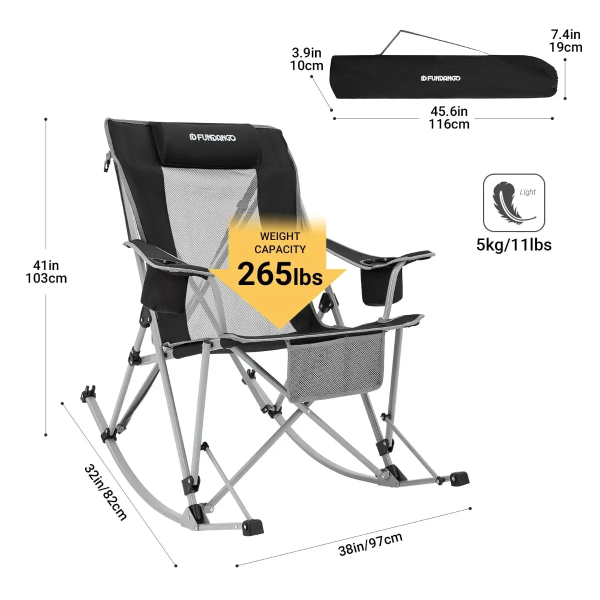 FUNDANGO Rocking Chair Folding Chair