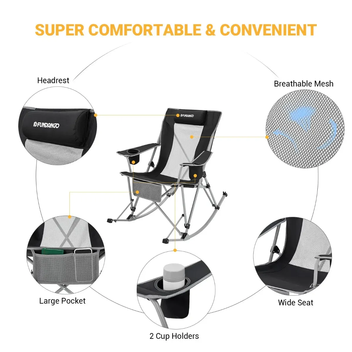 FUNDANGO Rocking Chair Folding Chair