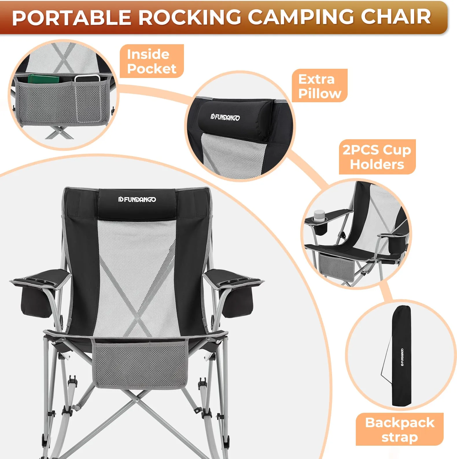 FUNDANGO Rocking Chair Folding Chair