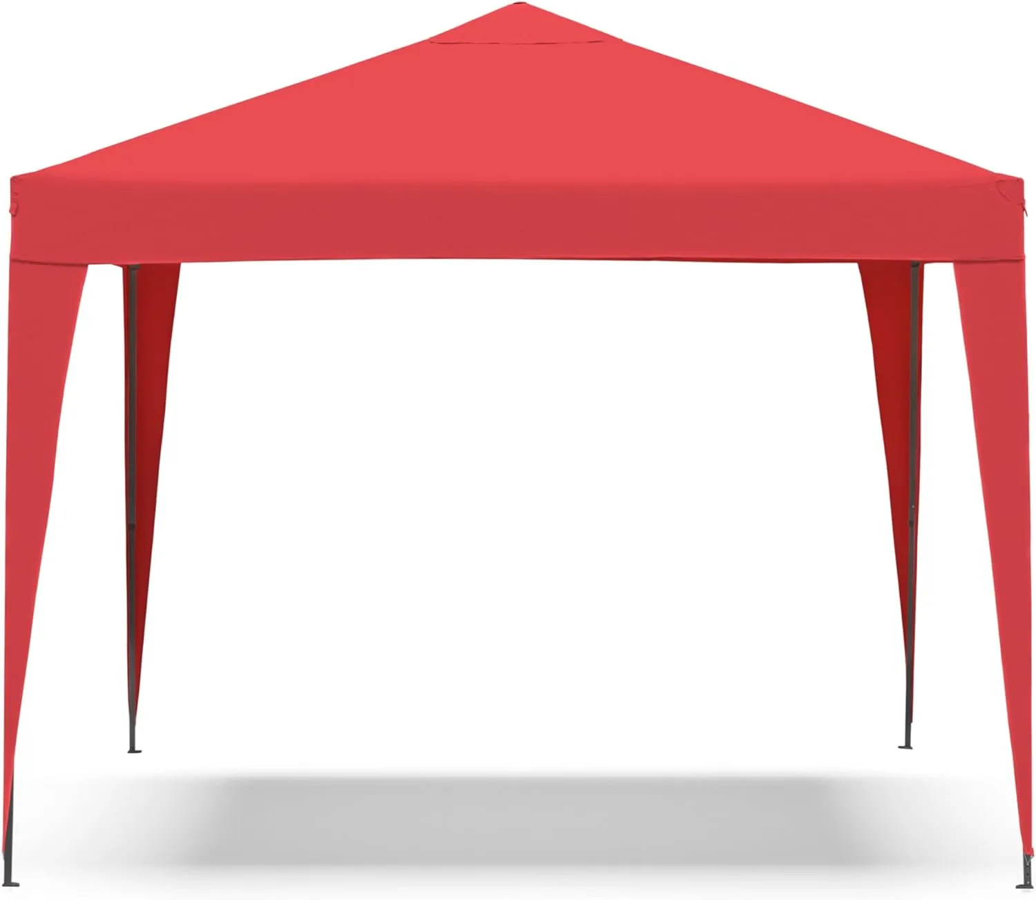 Furniture of America Tene 10'x10' Base 8'x8' Top Portable Easy Pop Up Awning Outdoor Canopy Tent, Rain Shelter with Wheeled Carrying Bag, Beach Shade, for Backyard, Patio, Deck, Red