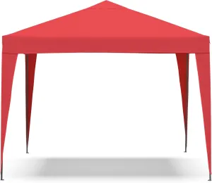 Furniture of America Tene 10'x10' Base 8'x8' Top Portable Easy Pop Up Awning Outdoor Canopy Tent, Rain Shelter with Wheeled Carrying Bag, Beach Shade, for Backyard, Patio, Deck, Red