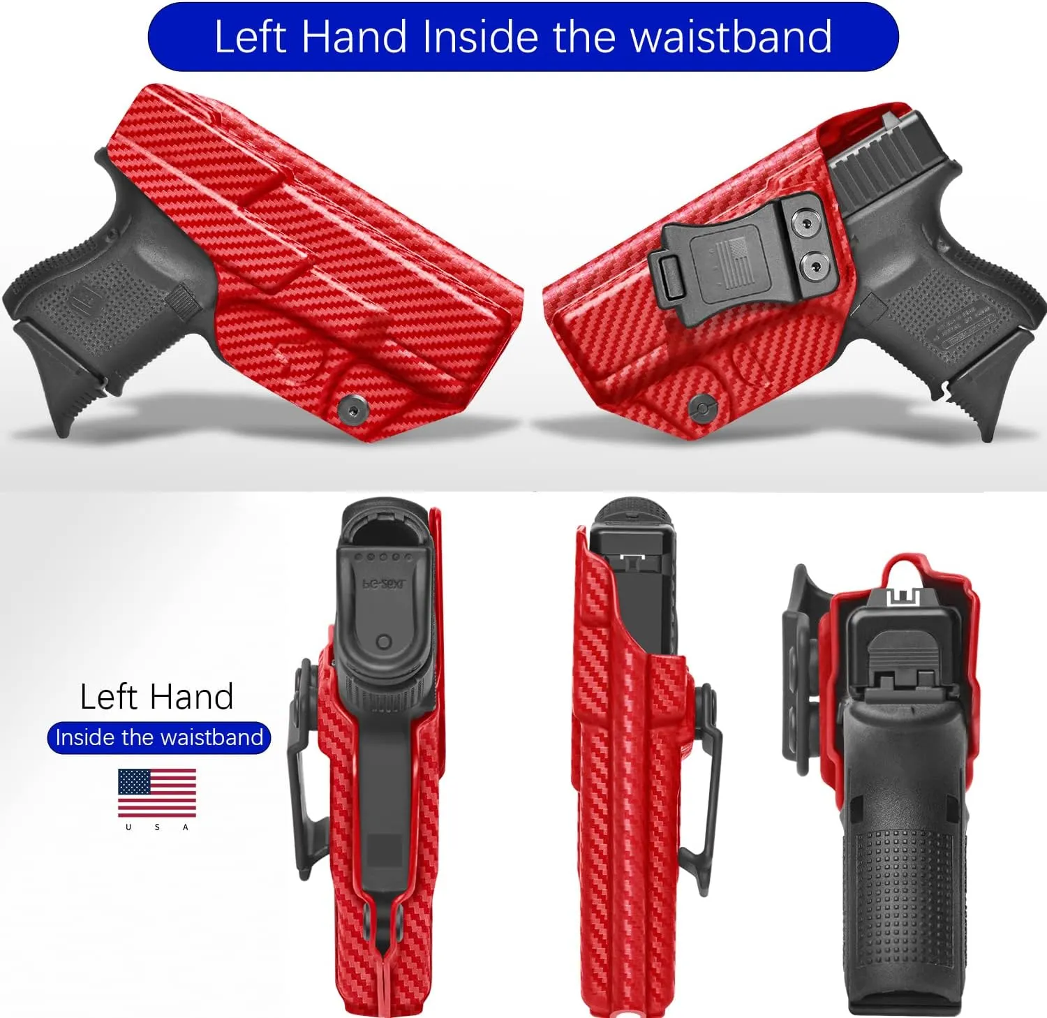 G26/27/33 Holster IWB Kydex Fit: Glock 26/27 (Gen 3 4 5) & Glock 33 (Gen 3 4) Pistol – Inside Waistband Concealed Carry – Adj. Cant & 'Posi-Click' Retention - No Wear or Jitter - Right Hand Draw