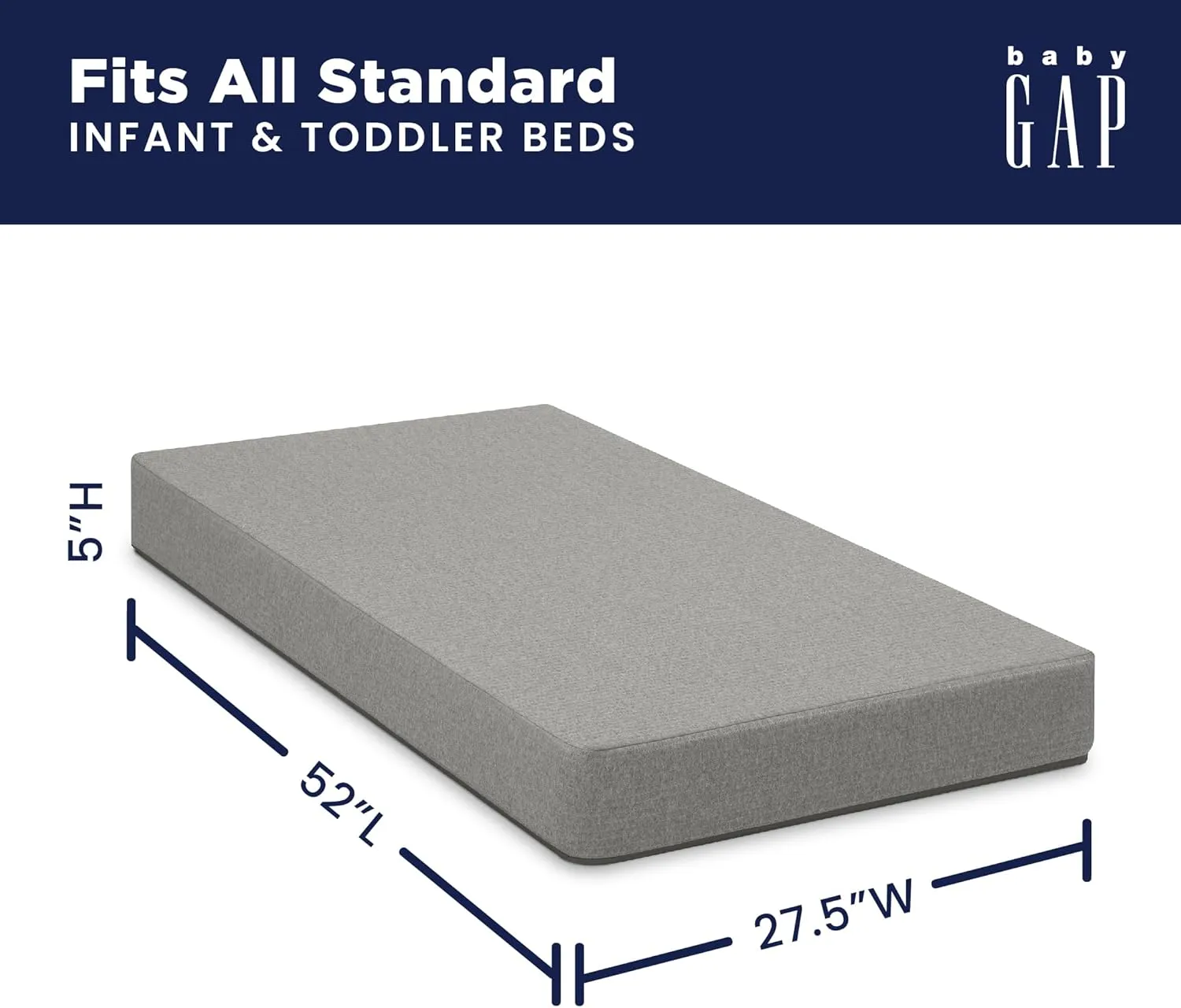 GAP babyGap TrueSleep 2-Stage Deluxe Crib and Toddler Mattress - Waterproof - GREENGUARD Gold Certified – Temperature Regulating – Moisture Wicking