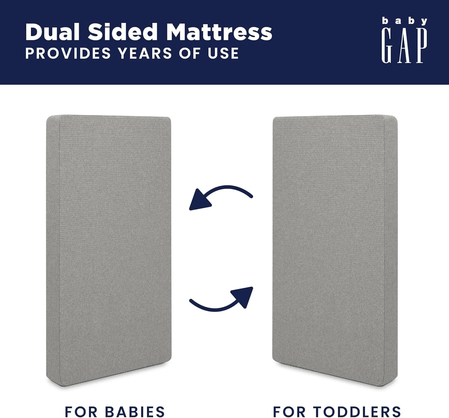 GAP babyGap TrueSleep 2-Stage Deluxe Crib and Toddler Mattress - Waterproof - GREENGUARD Gold Certified – Temperature Regulating – Moisture Wicking