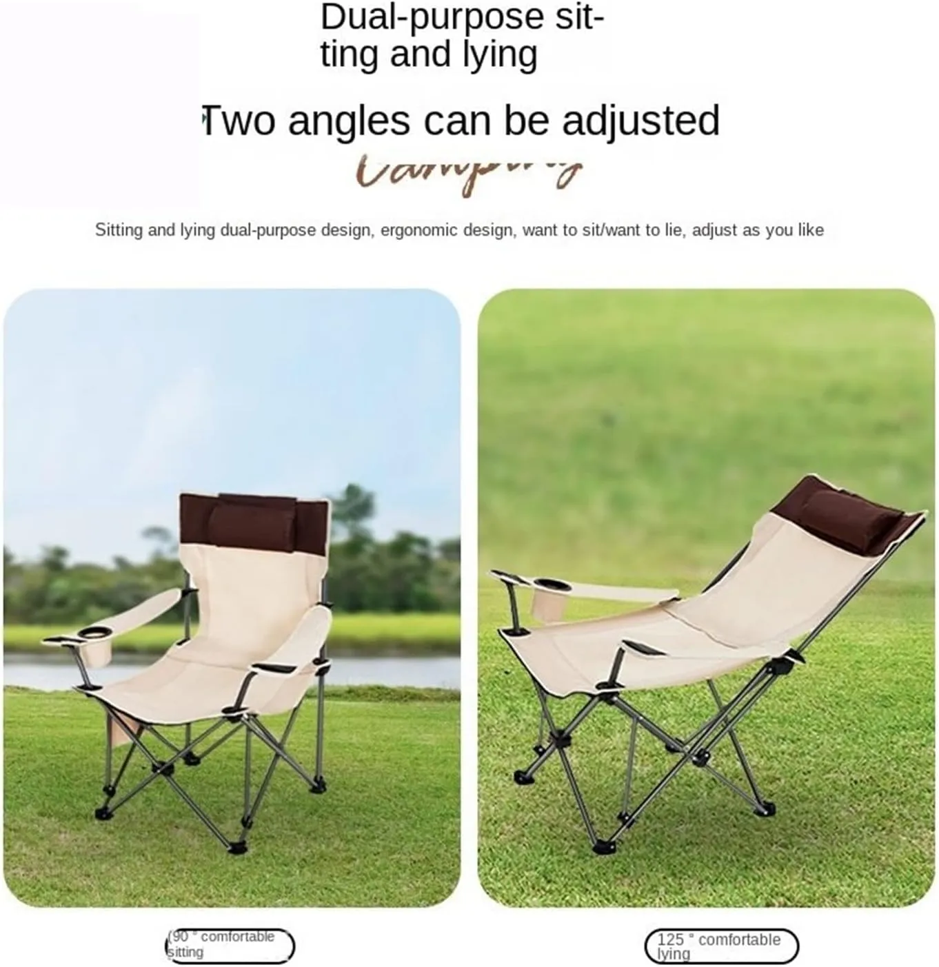 GaRcan Dual-Purpose Outdoor Folding Chair Portable Nap Lunch Break Fishing Chair Lightweight Beach Chair Lazy Stool Camping Chair (Blue Grenadine Long)