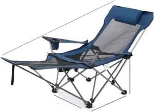 GaRcan Dual-Purpose Outdoor Folding Chair Portable Nap Lunch Break Fishing Chair Lightweight Beach Chair Lazy Stool Camping Chair (Blue Grenadine Long)