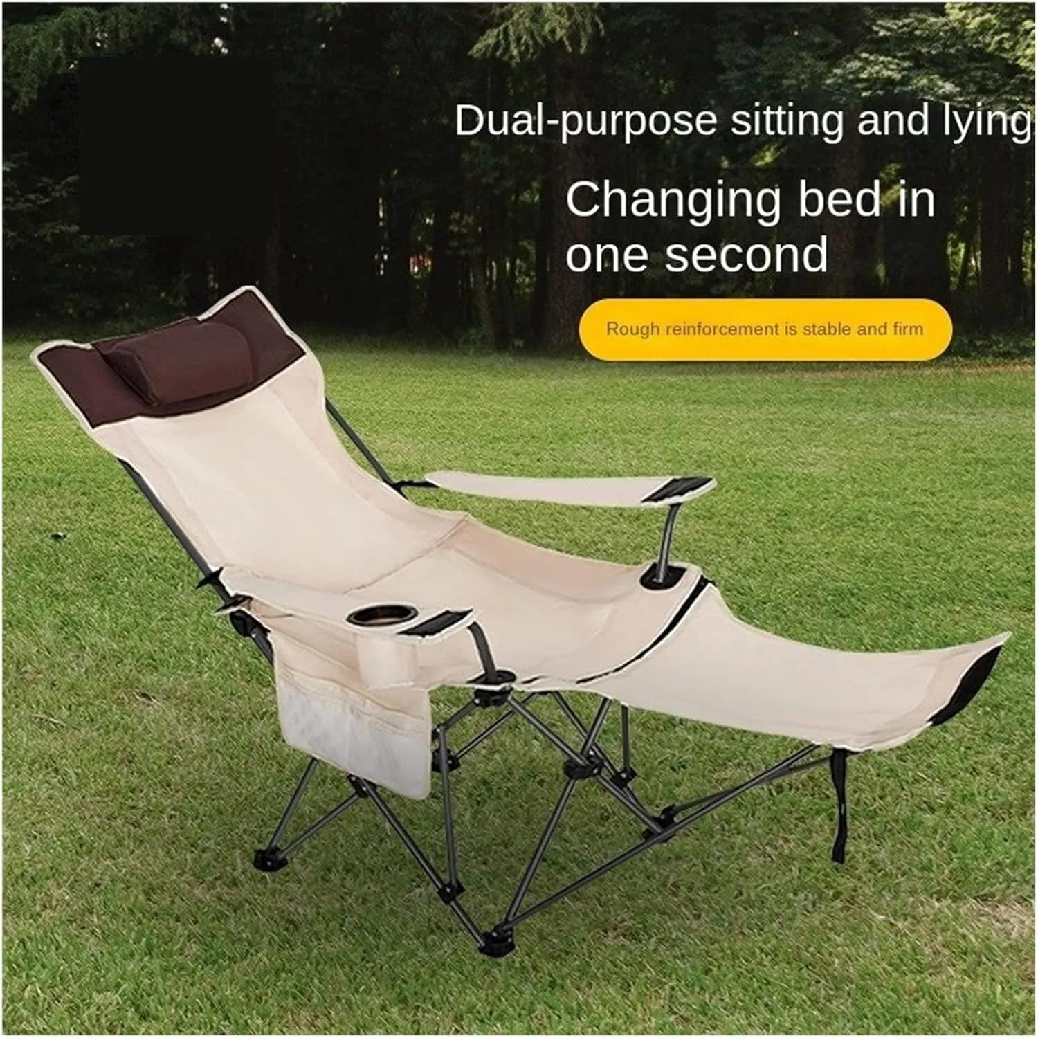 GaRcan Dual-Purpose Outdoor Folding Chair Portable Nap Lunch Break Fishing Chair Lightweight Beach Chair Lazy Stool Camping Chair (Blue Grenadine Long)