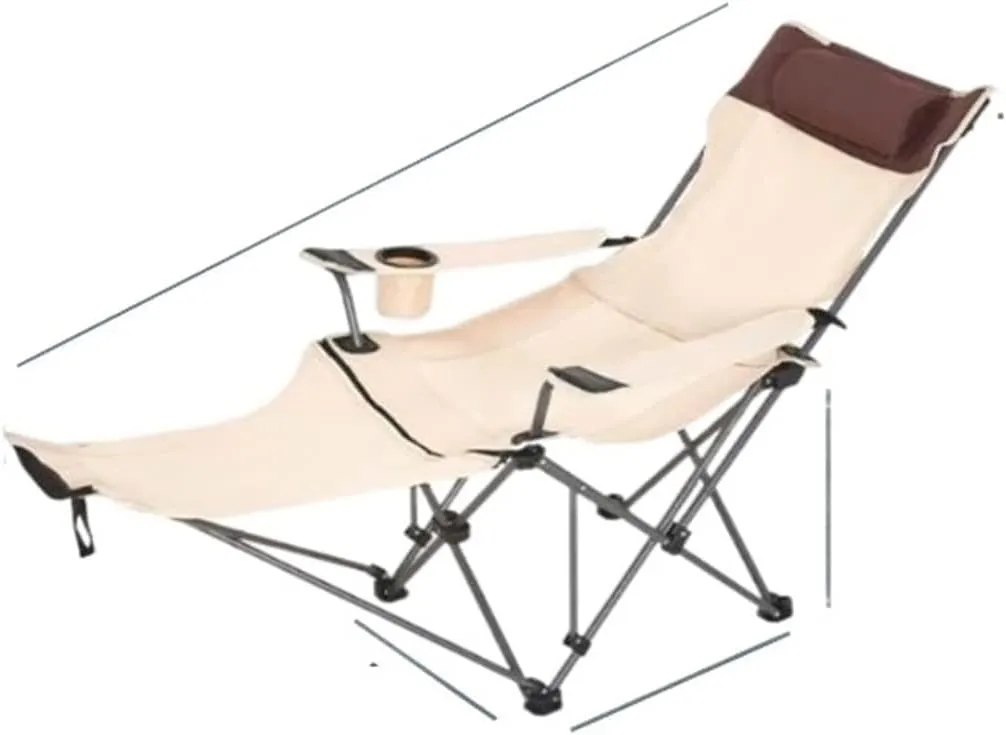 GaRcan Dual-Purpose Outdoor Folding Chair Portable Nap Lunch Break Fishing Chair Lightweight Beach Chair Lazy Stool Camping Chair (Blue Grenadine Long)