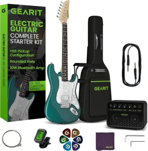 GEARit 39 Inch Full Size Canyon Series Electric Guitar Kit Bundle w/Amplifier, HSS Pickup with Coil Split,Starter Kit with Tuner, Gig Bag, and Guitar Strap, Cable, Picks, Strings, Riptide Blue