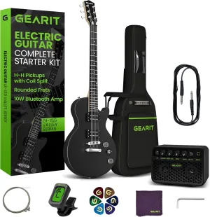GEARit GI-155 Valley Series, 39" Electric Guitar Set w/Amplifier, H-H Pickups with Coil Split, All-Inclusive Starter Kit with Tuner, Gig Bag, and Guitar Strap, Cable, Picks, Strings - Black