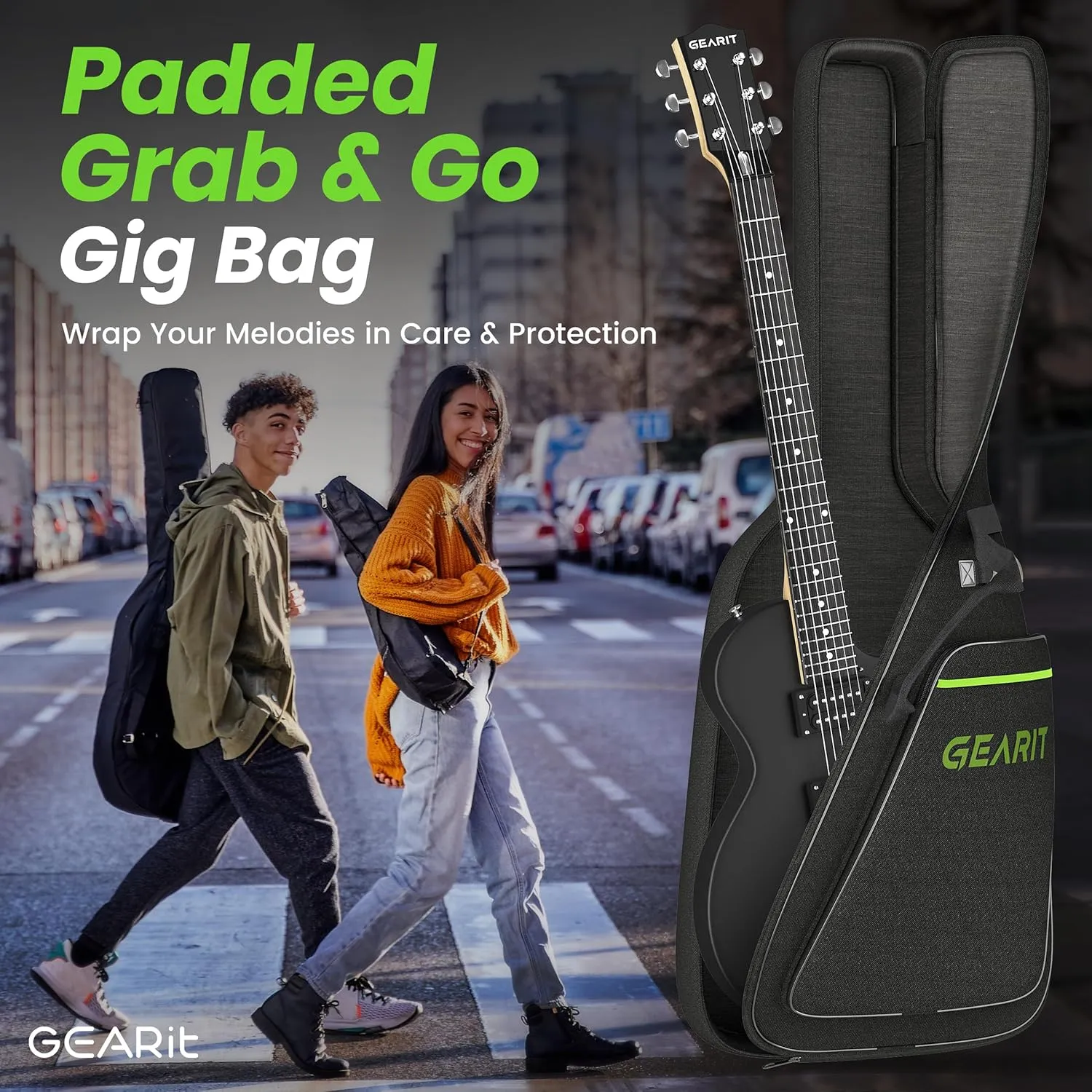 GEARit GI-155 Valley Series, 39" Electric Guitar Set w/Amplifier, H-H Pickups with Coil Split, All-Inclusive Starter Kit with Tuner, Gig Bag, and Guitar Strap, Cable, Picks, Strings - Black