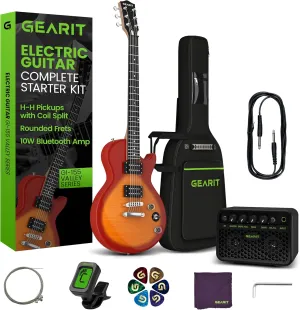 GEARit GI-155 Valley Series, 39" Electric Guitar Set w/Amplifier, H-H Pickups with Coil Split, All-Inclusive Starter Kit with Tuner, Gig Bag, and Guitar Strap, Cable, Picks, Strings - Cherry Sunburst