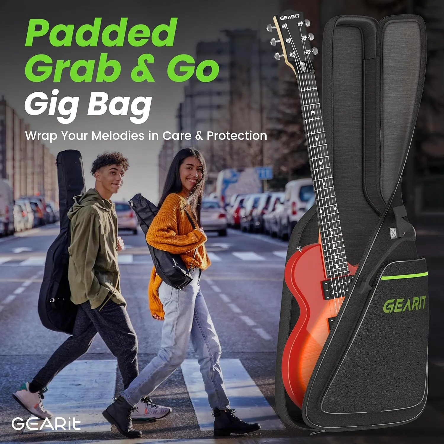 GEARit GI-155 Valley Series, 39" Electric Guitar Set w/Amplifier, H-H Pickups with Coil Split, All-Inclusive Starter Kit with Tuner, Gig Bag, and Guitar Strap, Cable, Picks, Strings - Cherry Sunburst
