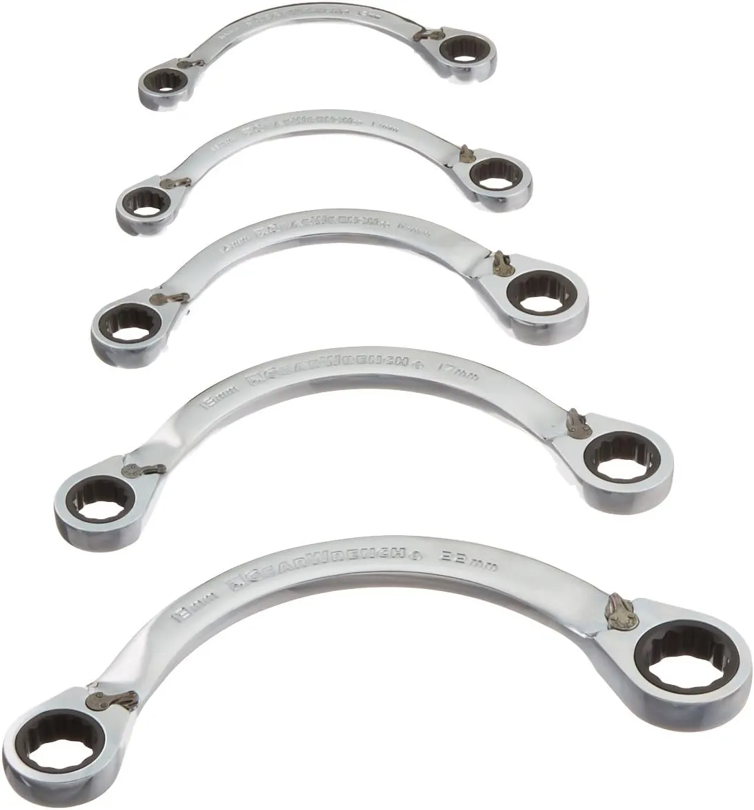 GEARWRENCH 5 Pc. 12 Pt. Reversible Half Moon Double Box Ratcheting Wrench Set, Metric - 9850