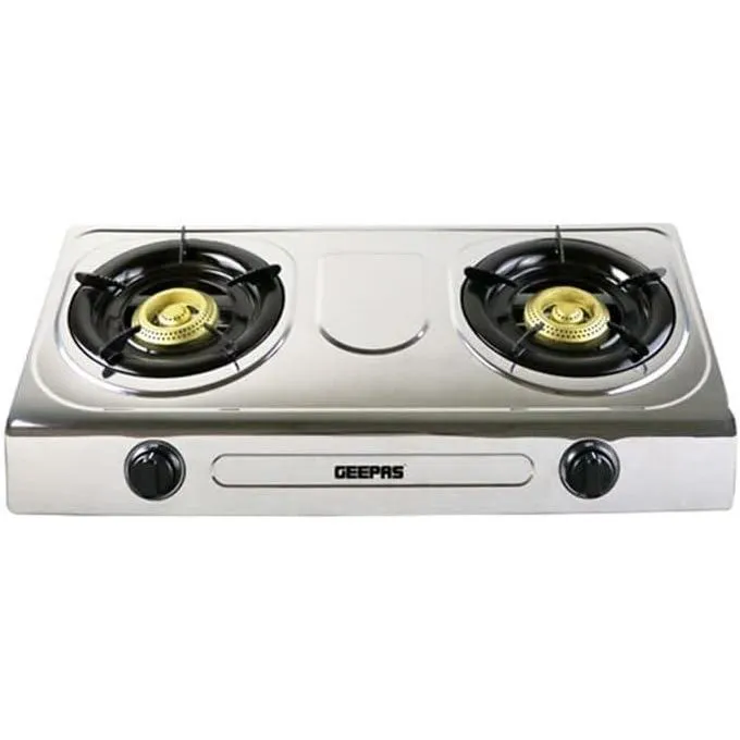 Geepas 2-Burner Gas Stove with Auto Ignition Stainless Steel Body
