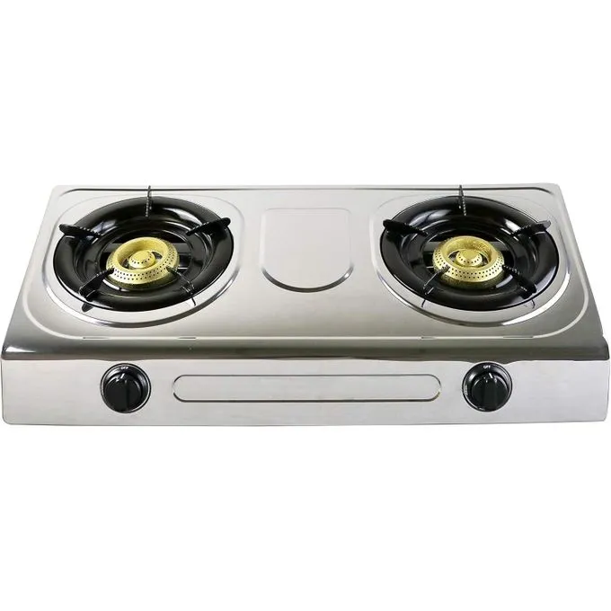 Geepas 2-Burner Gas Stove with Auto Ignition Stainless Steel Body