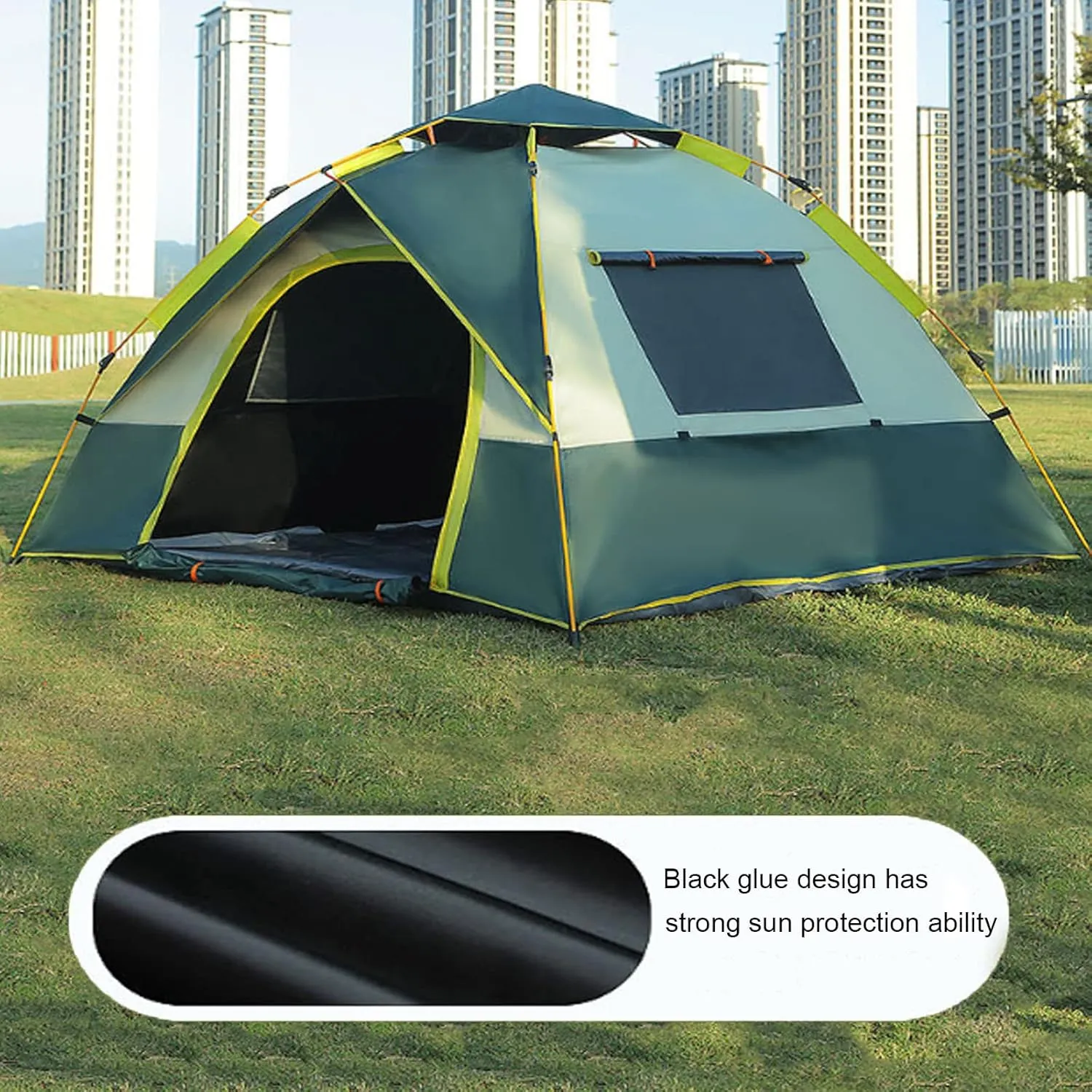 Generic Camping Tent - 2-4 Person Easy Pop Up Tent with 2 Doors & 2 Windows,Waterproof Instant Tent,Lightweight & Portable Family Tents for Outdoor Camping, Hiking & Traveling