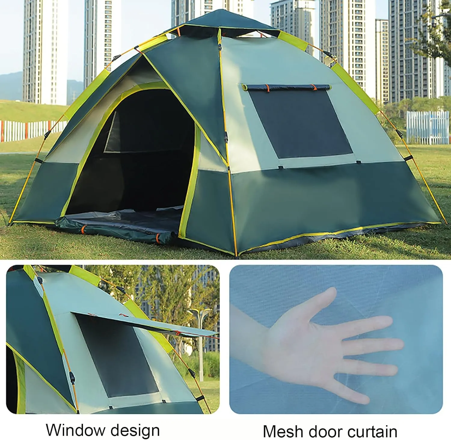 Generic Camping Tent - 2-4 Person Easy Pop Up Tent with 2 Doors & 2 Windows,Waterproof Instant Tent,Lightweight & Portable Family Tents for Outdoor Camping, Hiking & Traveling