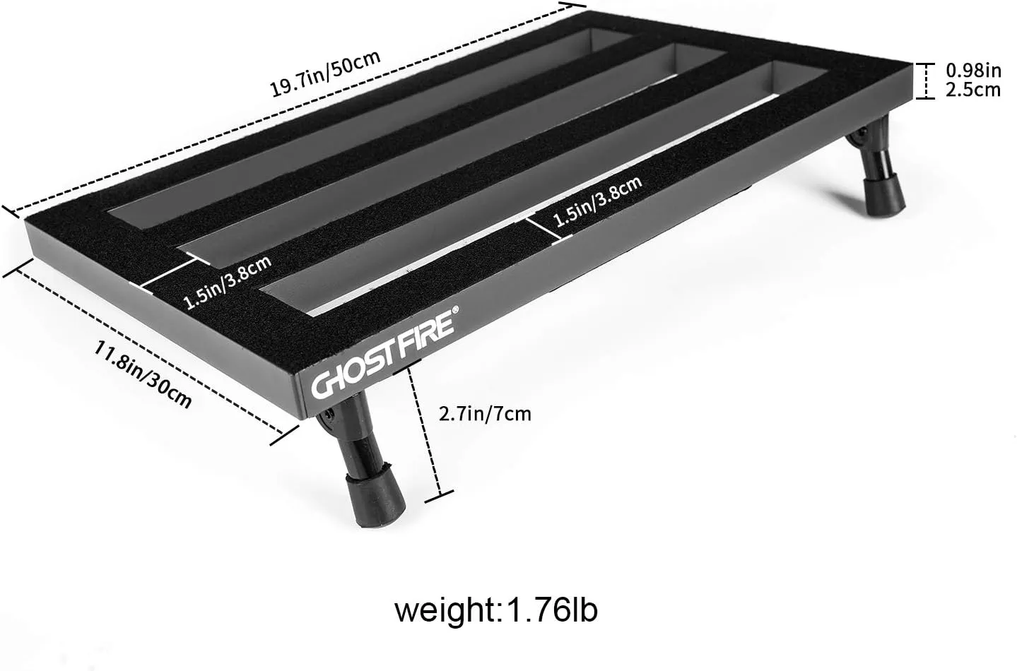 Ghost Fire Guitar Pedal Board Aluminum Alloy 1.76lb Super light Effect Pedalboard 19.8''x11.5'' with Carry Bag,SPL-04