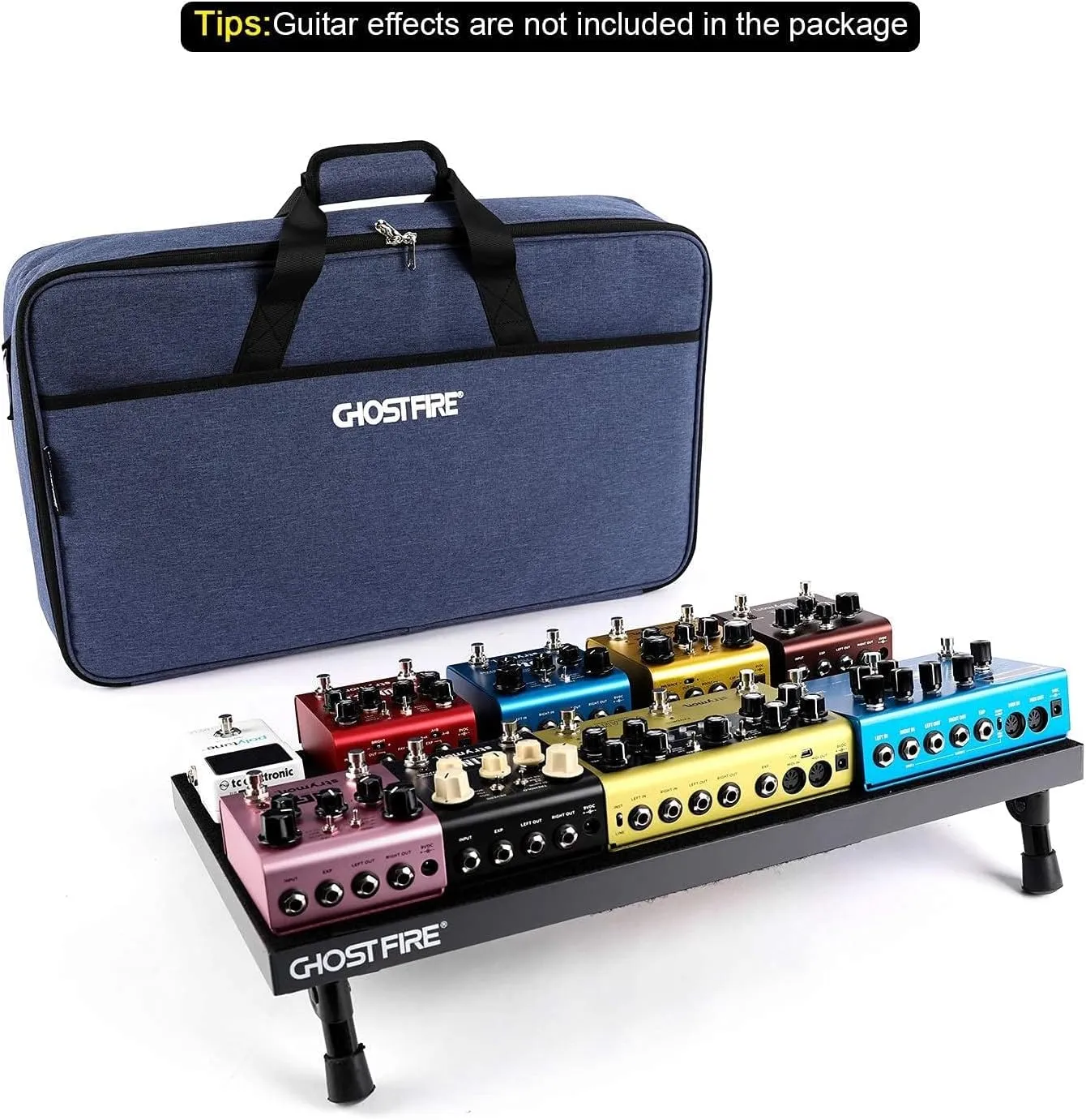 Ghost Fire Guitar Pedal Board Aluminum Alloy 2.2lb Super light Effect Pedalboard 22''x12'' with Carry Bag,SPL-05