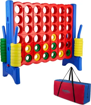 Giant 4 in a Row Connect Game   Storage Carry Bag - 4"-Feet Wide X 3.5"-Feet Tall - Oversized Jumbo Sized Entertainment for Outdoor/Indoor Play for Kids & Adults - Durable Waterproof - 2025 Version