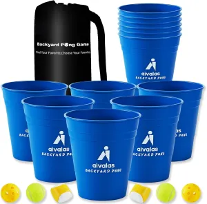 Giant Yard Pong Outdoor Games Set,Giant Yard Pong for Adults and Family with XL Size Buckets, Ring Toss Games for Kids Adult with Carrying Bag, Toss Games for Family Party, Camping, Backyard