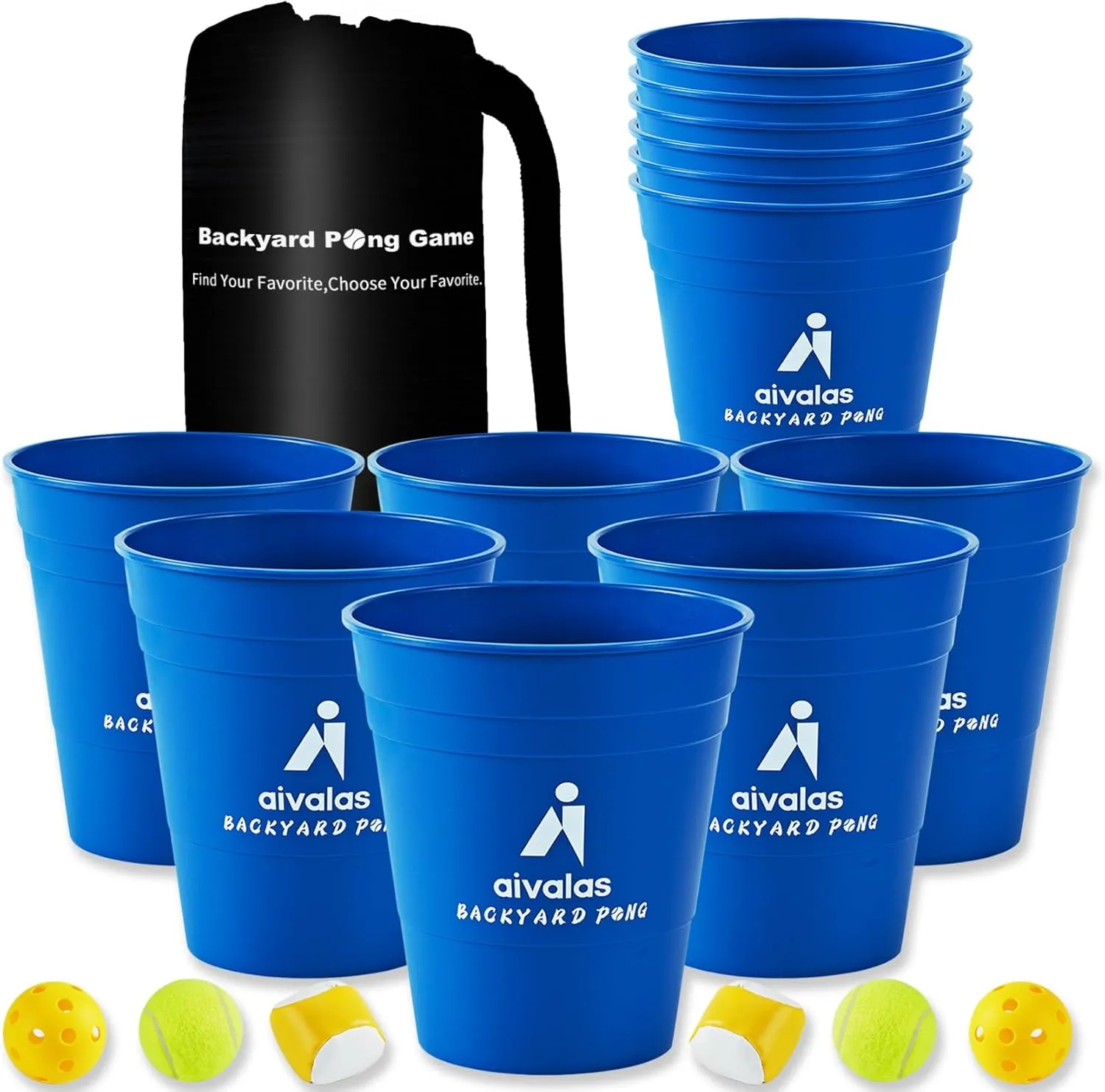 Giant Yard Pong Outdoor Games Set,Giant Yard Pong for Adults and Family with XL Size Buckets, Ring Toss Games for Kids Adult with Carrying Bag, Toss Games for Family Party, Camping, Backyard