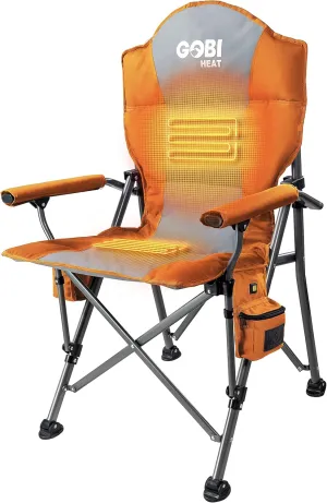 Gobi Heat - Terrain Portable Heated Camping Chair - Outdoor Folding Chair with Heated Filling - Winter Camping Essential - 3 Heat Settings (Sunrise)