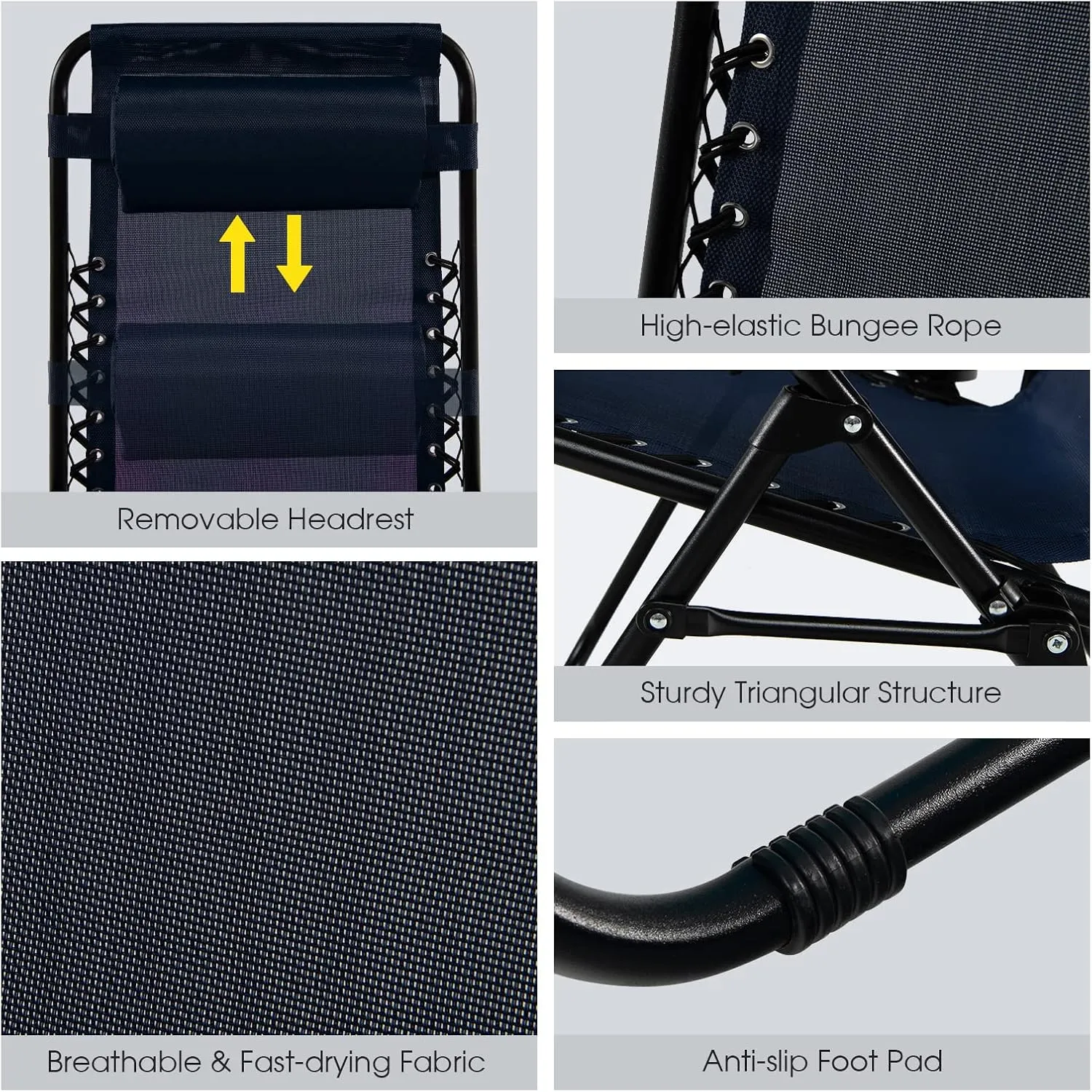 Goplus Zero Gravity Lounge Chairs, 160°Adjustable Folding Recliner w/Pillow and Cup Holder, 350LBS Comfy Outdoor Lounge Chairs for Patio, Lawn, Yard & Camp(1, Navy)