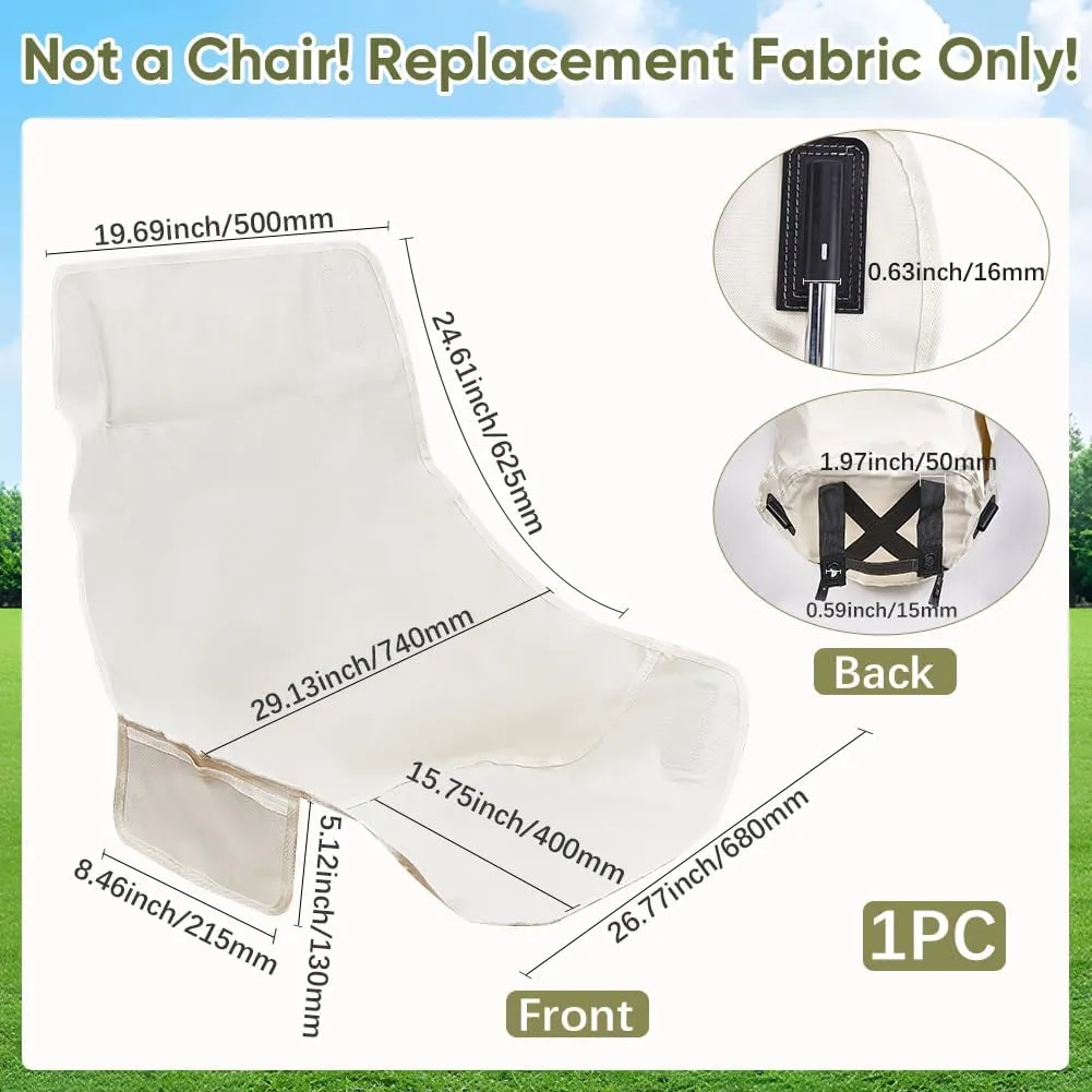 GORGECRAFT 36x33 inch Camping Chair Replacement Fabric Oxford Cloth High Back Camping Chair Cover Floral White Waterproof Collapsible Lightweight Outside Folding Chair Seat Replacements for Lawn