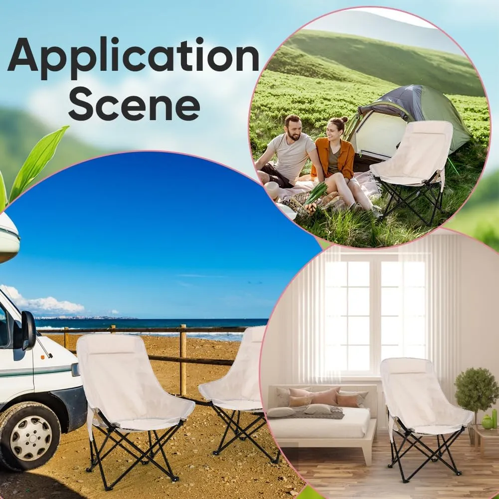GORGECRAFT 36x33 inch Camping Chair Replacement Fabric Oxford Cloth High Back Camping Chair Cover Floral White Waterproof Collapsible Lightweight Outside Folding Chair Seat Replacements for Lawn