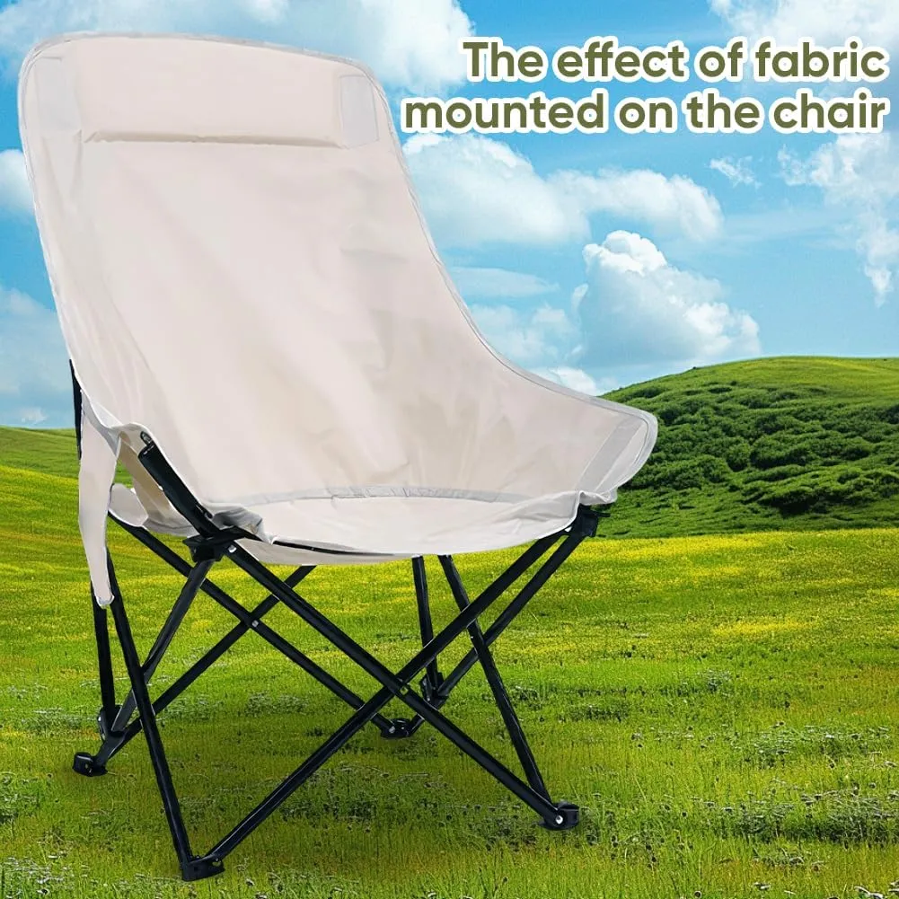 GORGECRAFT 36x33 inch Camping Chair Replacement Fabric Oxford Cloth High Back Camping Chair Cover Floral White Waterproof Collapsible Lightweight Outside Folding Chair Seat Replacements for Lawn