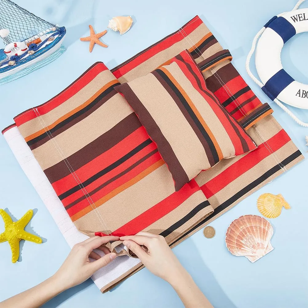 GORGECRAFT Beach Sling Chair Canvas Cloth with Pillow 44x17 Red and Yellow Striped Casual Lounge Chair Replacement Canvas Outdoor Folding Chair Fabric for Patio Beach Sunbathing Garden Courtyard