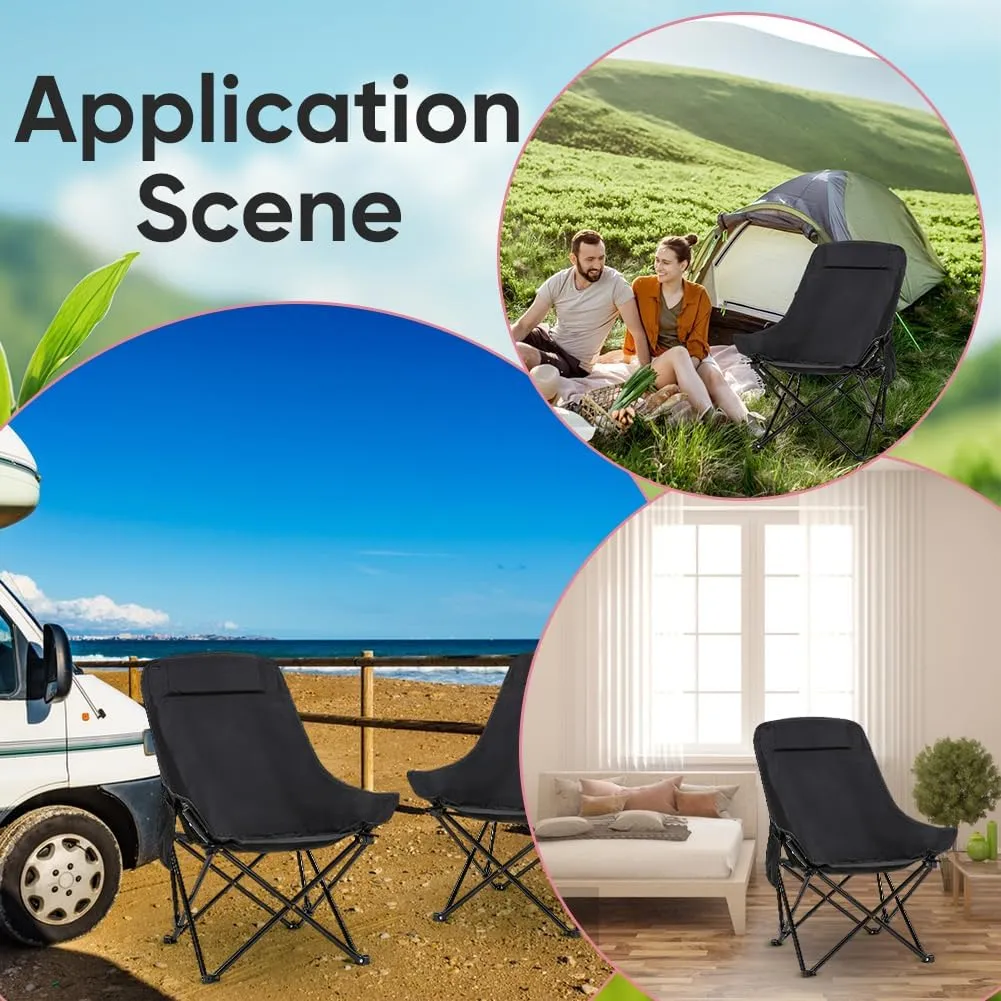 GORGECRAFT Medium Size Camp Chair Replacement Fabric Oxford Cloth Outdoor Folding Chair Seat Replacements 36x33 inch Black Waterproof High Back Camping Chair Cover for Hiking Backpacking Sports