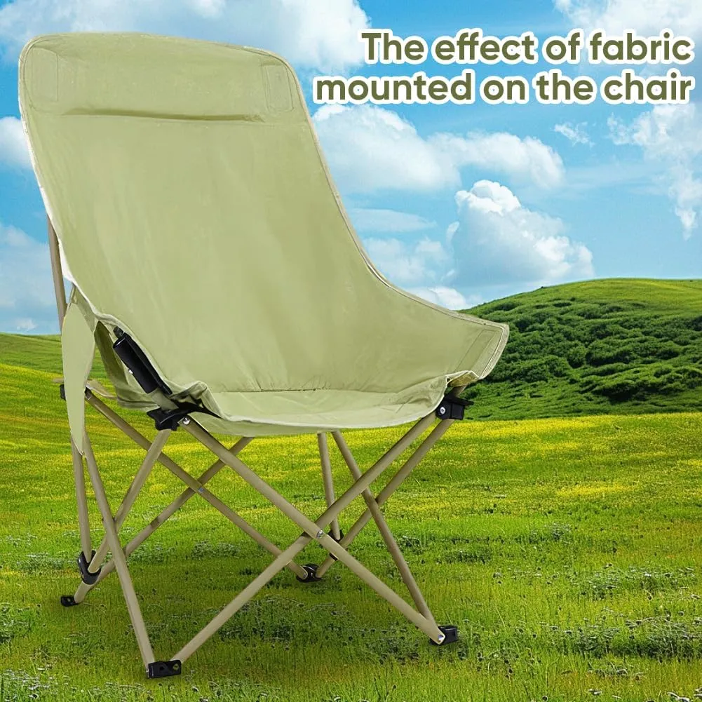 GORGECRAFT Medium Size Camp Chair Replacement Fabric Oxford Cloth Outdoor Folding Chair Seat Replacements Dark Green Waterproof High Back Camping Chair Cover for Hiking Backpacking Sports