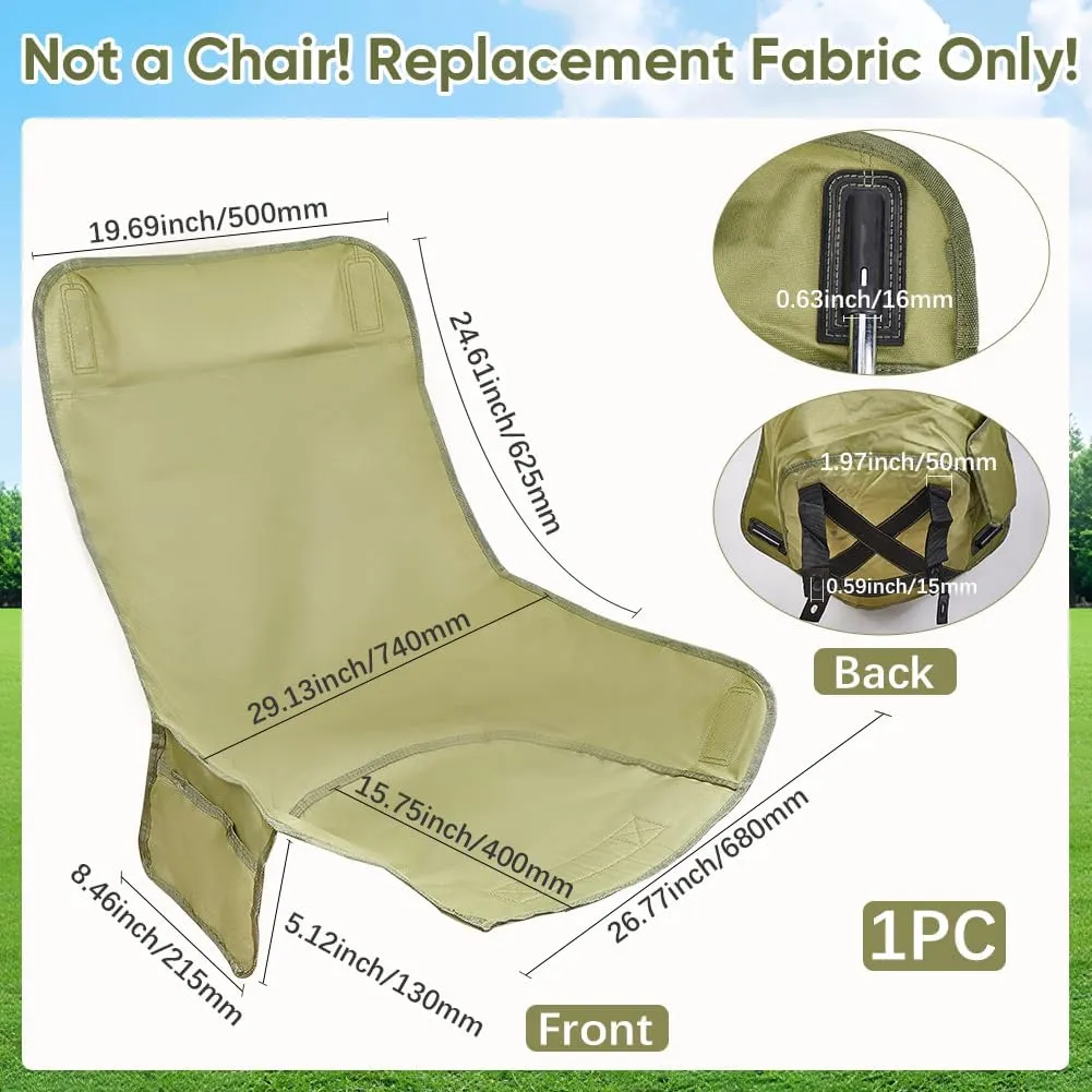 GORGECRAFT Medium Size Camp Chair Replacement Fabric Oxford Cloth Outdoor Folding Chair Seat Replacements Dark Green Waterproof High Back Camping Chair Cover for Hiking Backpacking Sports