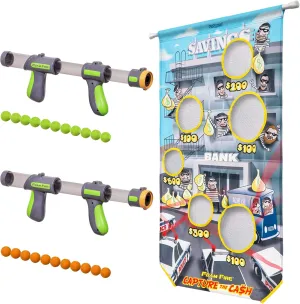 GoSports Foam Fire Games - Alien Invaders, Trophy Hunt, or Door Hang Battle Strike and Capture The Cash Targets - Include 2 Toy Blasters for Kids and Foam Ball Projectiles