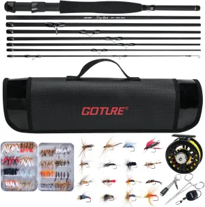 Goture Fly Fishing Rod and Reel Combo 9FT 8-Sections Fly Fishing Pole, Pre-Lined Fly Fishing Reel, 80/90 Pcs Fishing Flies with Box, Waterproof and Portable Bag, Fly Fishing Starter Kit