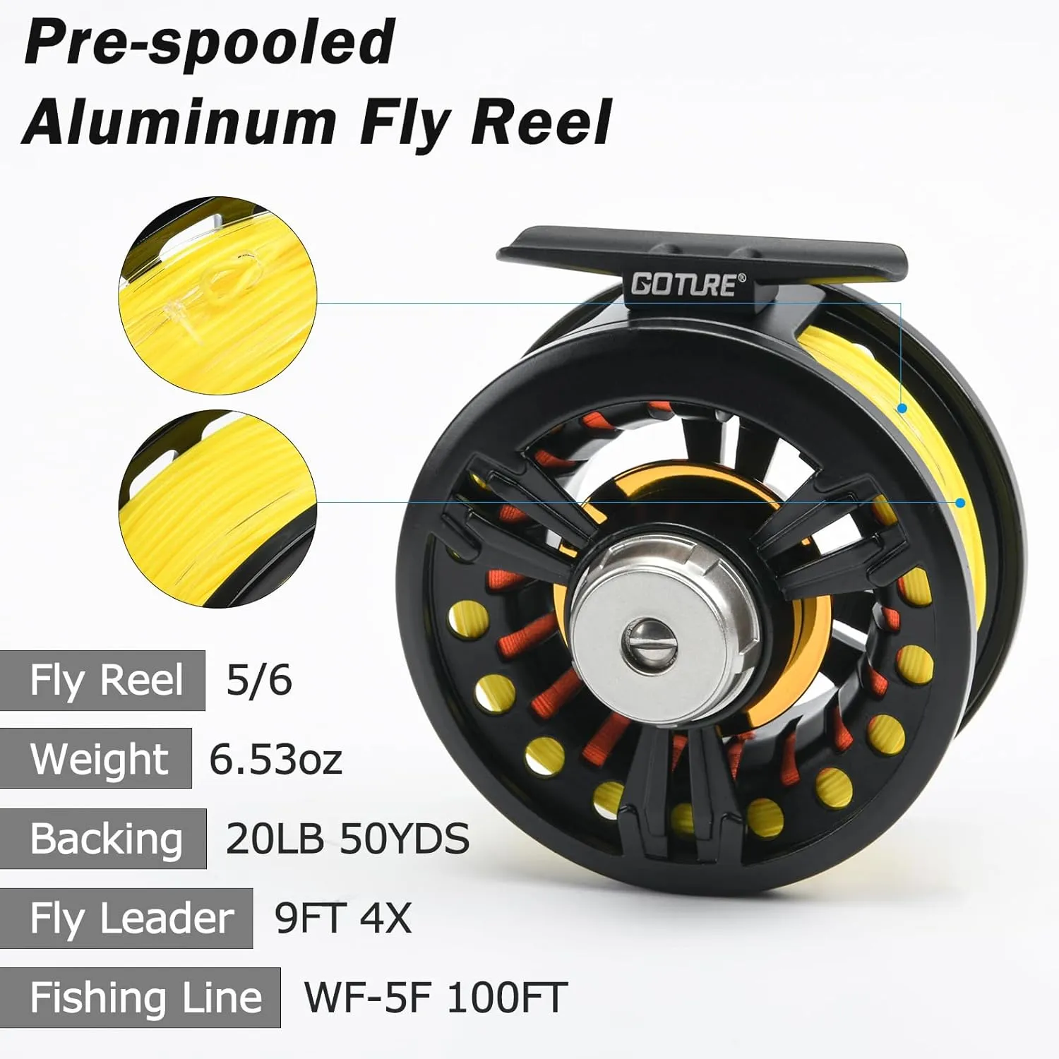 Goture Fly Fishing Rod and Reel Combo 9FT 8-Sections Fly Fishing Pole, Pre-Lined Fly Fishing Reel, 80/90 Pcs Fishing Flies with Box, Waterproof and Portable Bag, Fly Fishing Starter Kit