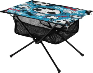 Graffiti Football on Blue Background Portable Camping Table,Outdoor Folding Table,Beach Table,Suitable for Camping,Hiking,Picnic