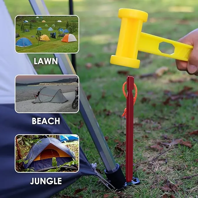 Grassman 12 Pack Tent Stakes, 7075 Aluminium Tent pegs, Heavy Duty Lightweight Ground Pegs, Durable and Safe Metal Camping Spikes, Red